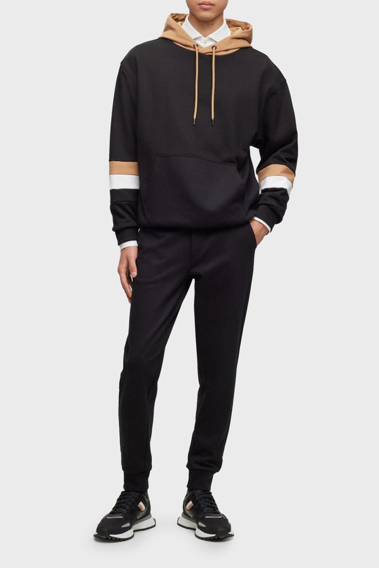 Boss Kapüşonlu Kanguru Cepli % 100 Pamuk Oversize Erkek Sweat 50499424 001 SİYAH - Boss (1)
