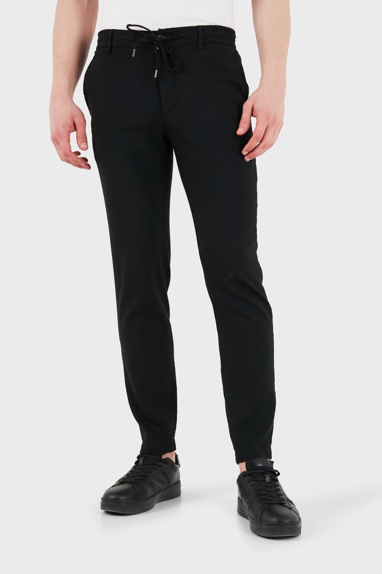 Boss Keten Karışımlı Slim Fit Normal Bel Erkek Pantolon 50557859 001 SİYAH - Boss