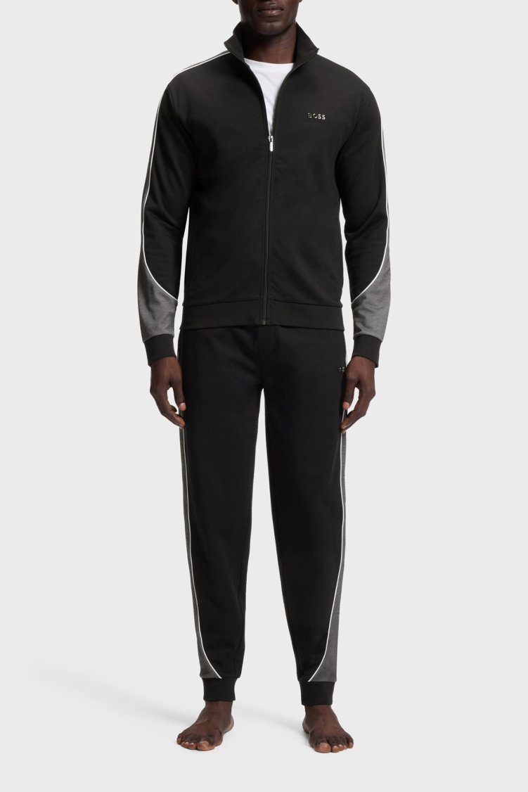 Boss Kontrast Detaylı Pamuklu Regular Fit Dik Yaka Fermuarlı Erkek Sweat 50554793 001 SİYAH - Boss (1)