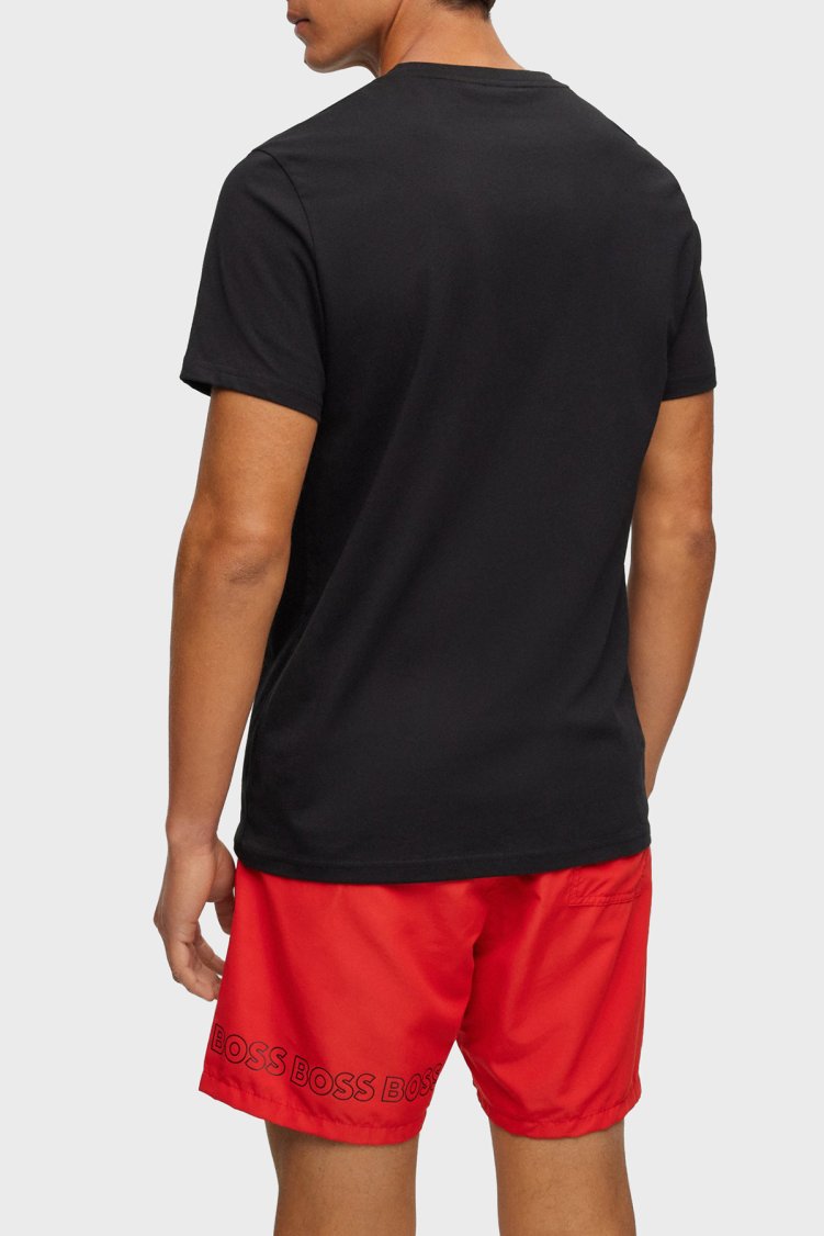 Boss Kontrast Logolu % 100 Pamuk Regular Fit Erkek T Shirt 50491706 001 SİYAH - Boss (1)