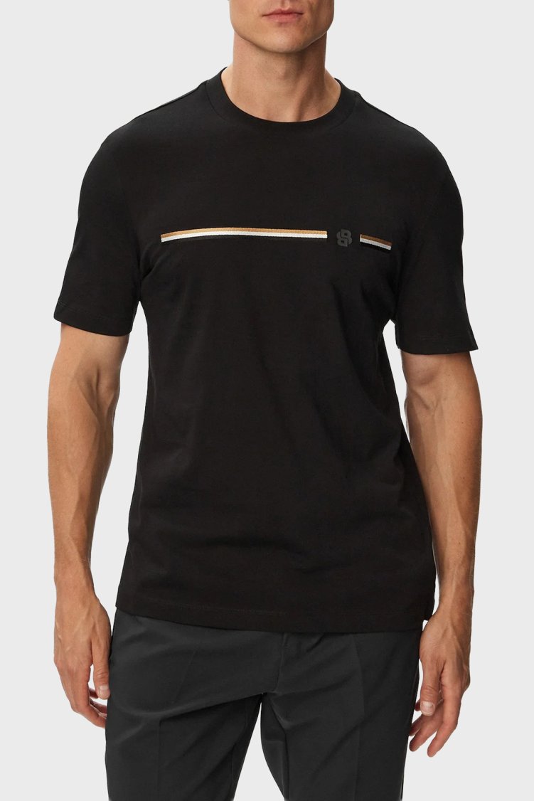 Boss Logolu % 100 Pamuk Bisiklet Yaka Erkek T Shirt 50565785 001 Siyah - Boss