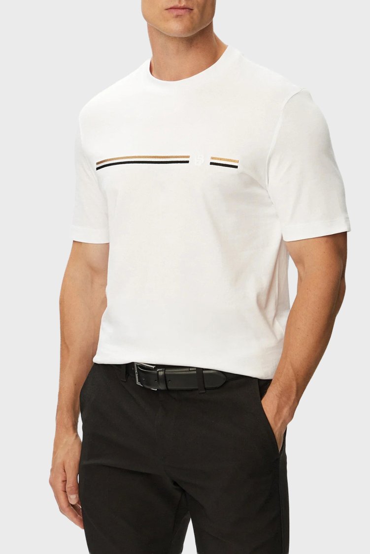 Boss Logolu % 100 Pamuk Bisiklet Yaka Erkek T Shirt 50565785 100 Beyaz - Boss