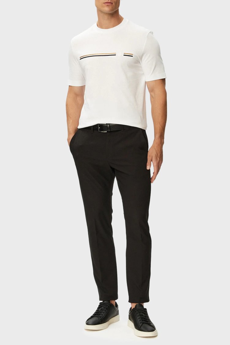 Boss Logolu % 100 Pamuk Bisiklet Yaka Erkek T Shirt 50565785 100 Beyaz - Boss (1)