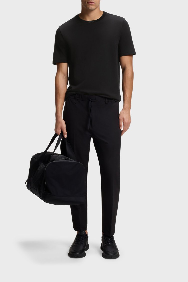 Boss Logolu % 100 Pamuk Regular Fit Bisiklet Yaka Erkek T Shirt 50554862 001 Siyah - Boss (1)