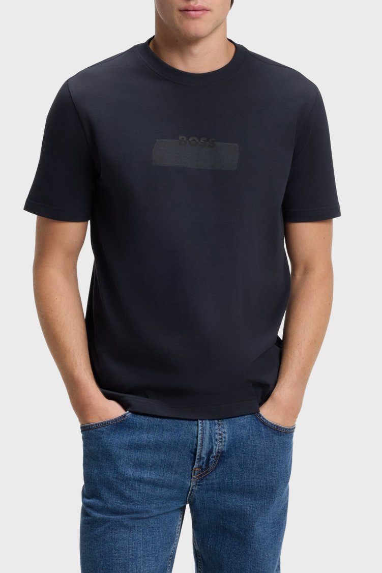 Boss Logolu % 100 Pamuk Regular Fit Bisiklet Yaka Erkek T Shirt 50566606 404 Lacivert - Boss