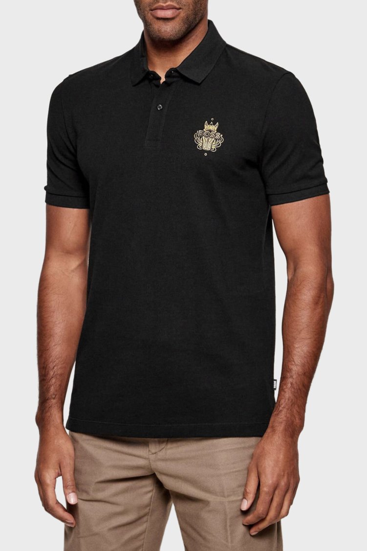 Boss Logolu % 100 Pamuk Regular Fit Düğmeli Erkek Polo 50556415 001 Siyah - Boss