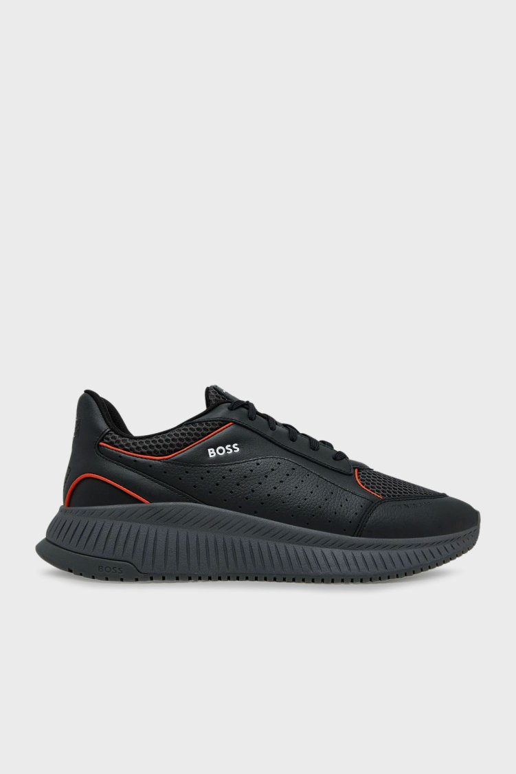 Boss Logolu Deri Sneaker Erkek Ayakkabı 50548706 016 SİYAH - Boss