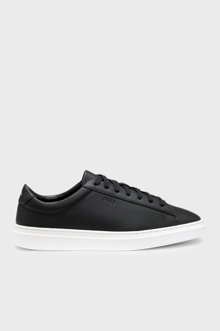 Boss Logolu Deri Sneaker Erkek Ayakkabı 50552853 002 SİYAH - Boss