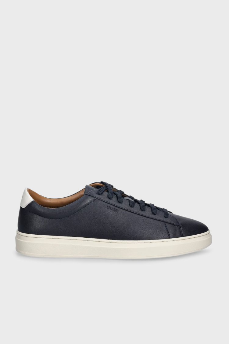 Boss Logolu Deri Sneaker Erkek Ayakkabı 50552853 402 LACİVERT - Boss
