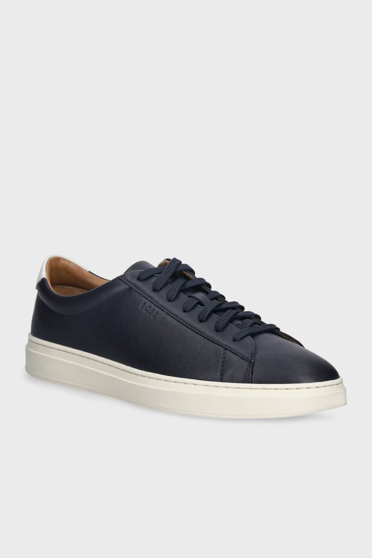 Boss Logolu Deri Sneaker Erkek Ayakkabı 50552853 402 LACİVERT - Boss (1)