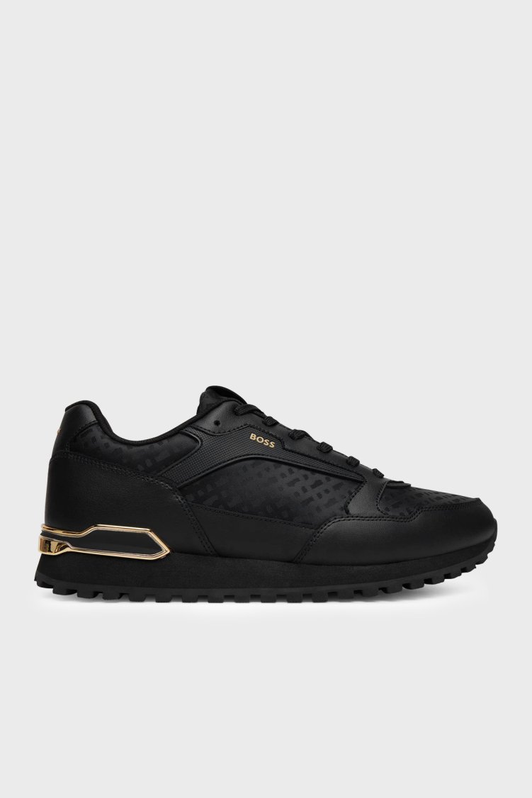 Boss Logolu Deri Sneaker Erkek Ayakkabı 50568574 007 Siyah - Boss
