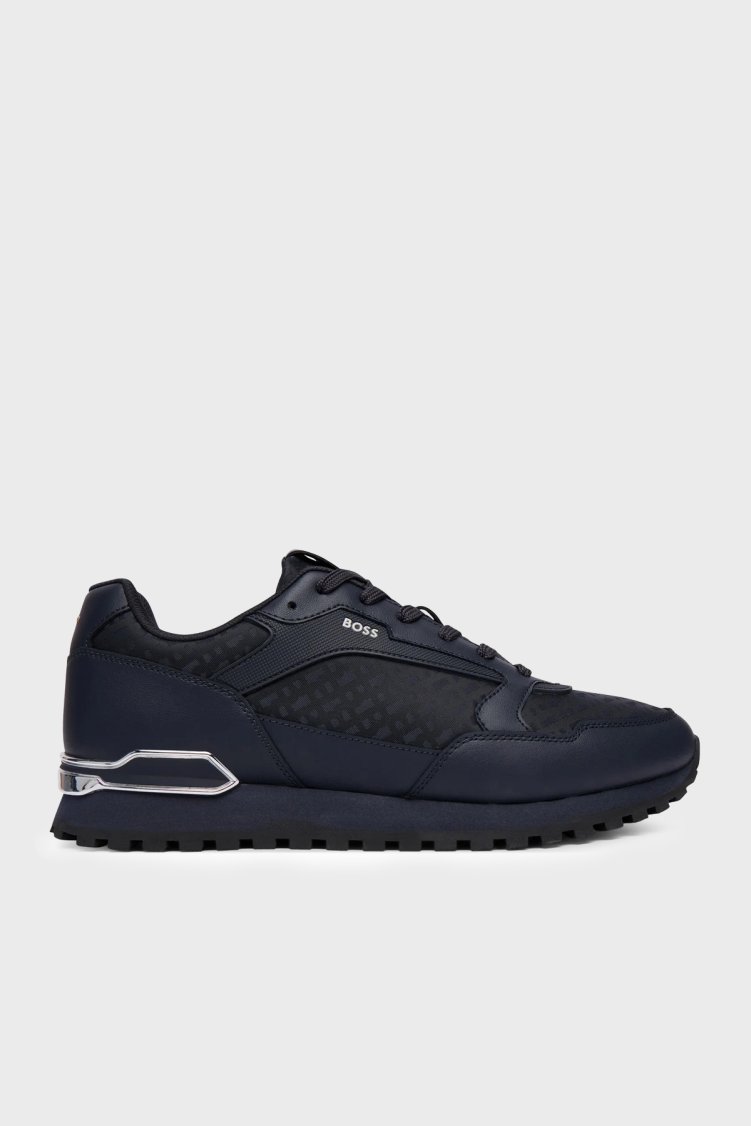 Boss Logolu Deri Sneaker Erkek Ayakkabı 50568574 404 Lacivert - Boss