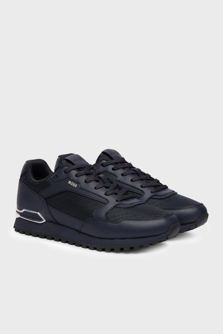 Boss Logolu Deri Sneaker Erkek Ayakkabı 50568574 404 Lacivert - Boss (1)