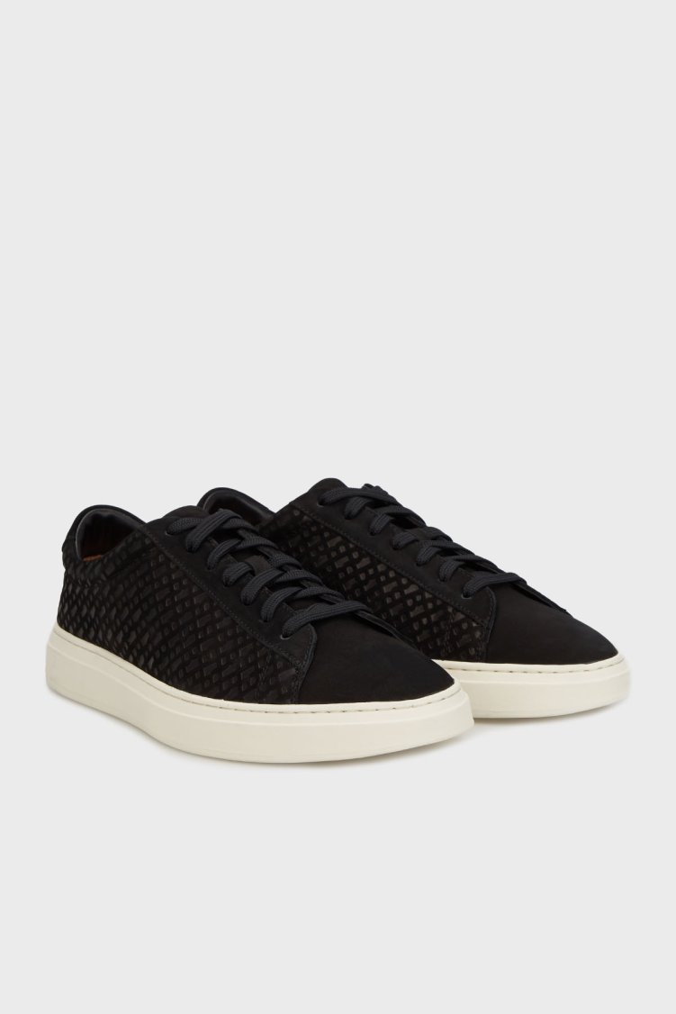 Boss Logolu Deri ve Süet Karışımlı Sneaker Erkek Ayakkabı 50542092 001 SİYAH - Boss (1)