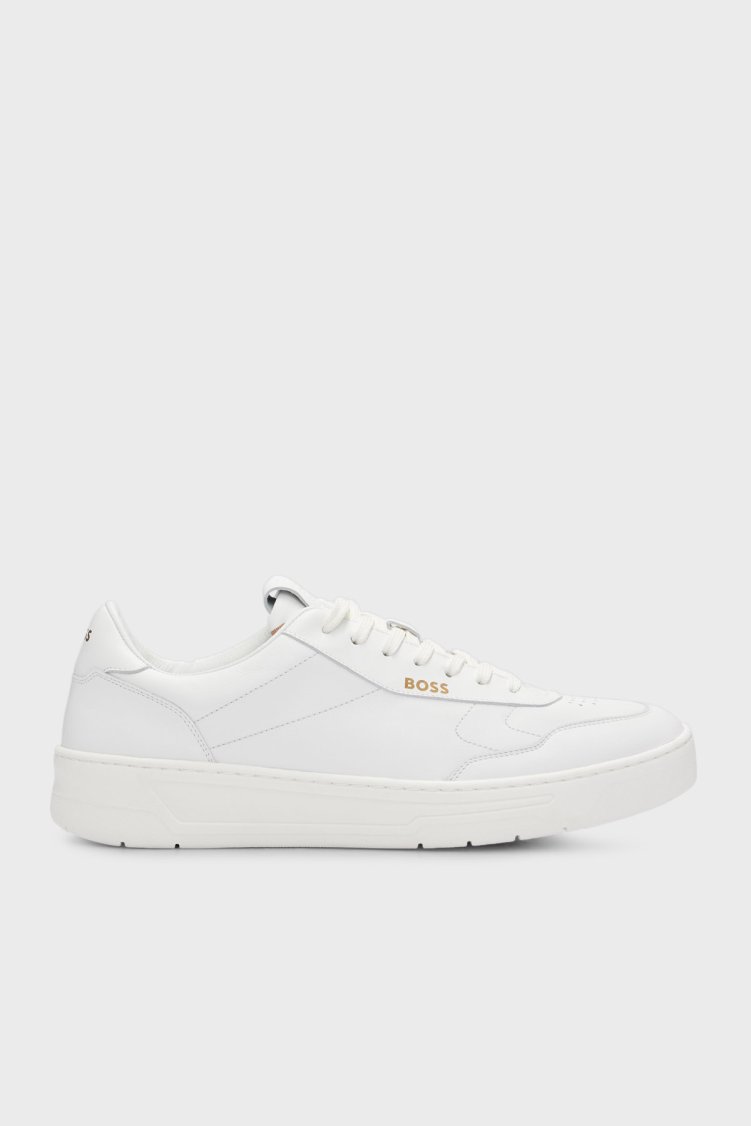 Boss Logolu Hakiki Deri Sneaker Erkek Ayakkabı 50502893 100 BEYAZ - Boss