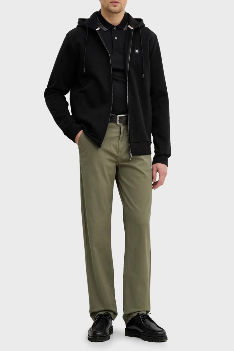 Boss Logolu Pamuk Karışımlı Regular Fit Kapüşonlu Fermuarlı Erkek Sweat 50555851 001 SİYAH - Boss (1)