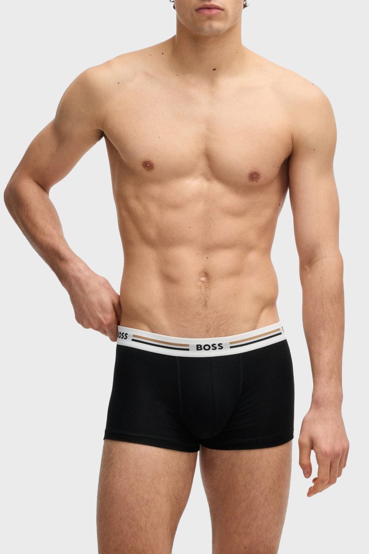 Boss Logolu Pamuklu 3 Pack Erkek Boxer 50492200 961 Siyah-Haki-Antrasit - Boss (1)