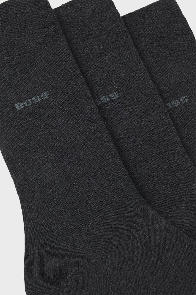 Boss Logolu Pamuklu 3 Pack Erkek Çorap 50469839 012 Antrasit - Boss (1)