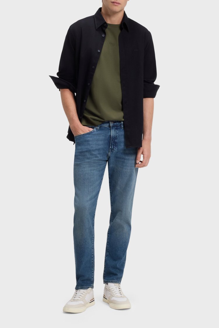 Boss Logolu Pamuklu Bisiklet Yaka Erkek T Shirt 50473278 325 Haki - Boss (1)