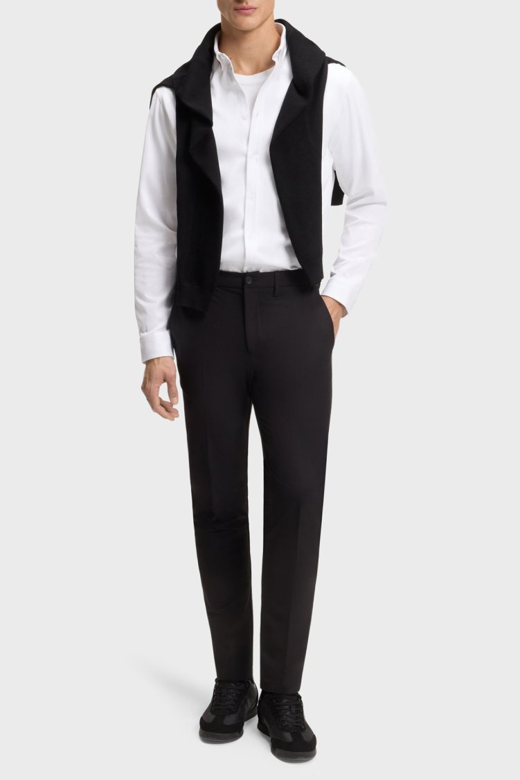Boss Logolu Pamuklu Jarse Regular Fit Düğmeli Yaka Erkek Gömlek 50555946 100 BEYAZ - Boss (1)
