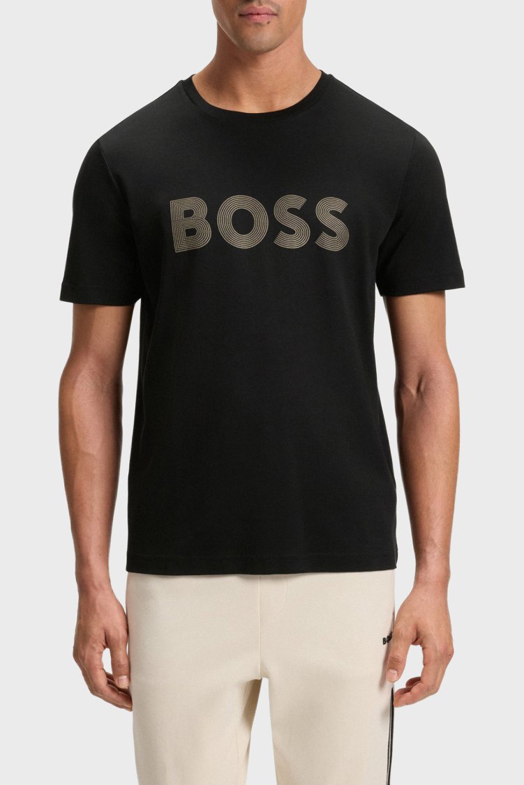 Boss Logolu Pamuklu Regular Fit Bisiklet Yaka Erkek T Shirt 50543796 001 Siyah - Boss