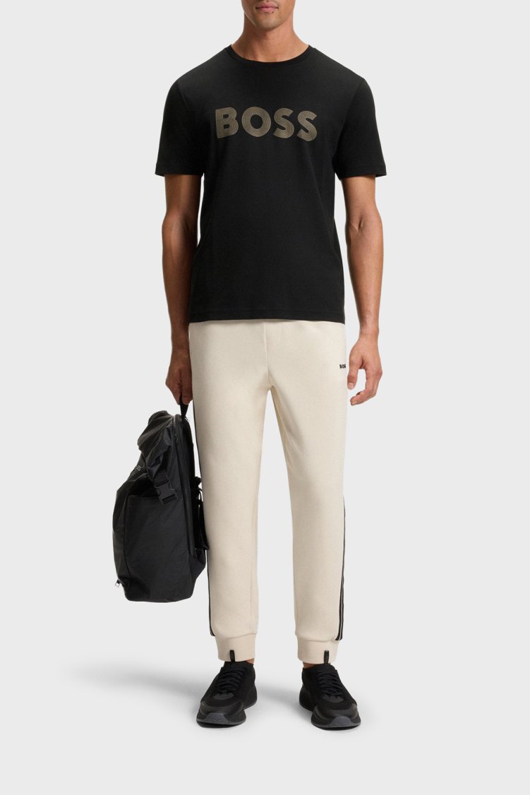 Boss Logolu Pamuklu Regular Fit Bisiklet Yaka Erkek T Shirt 50543796 001 Siyah - Boss (1)
