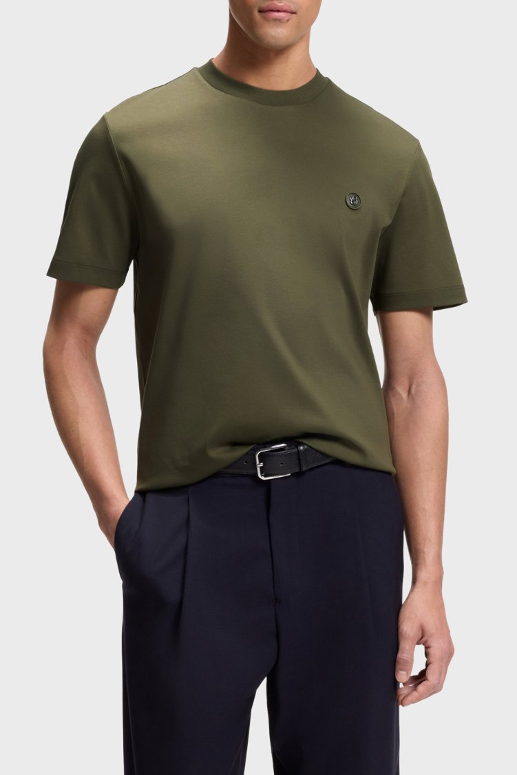 Boss Logolu Pamuklu Regular Fit Bisiklet Yaka Erkek T Shirt 50555844 347 Haki - Boss