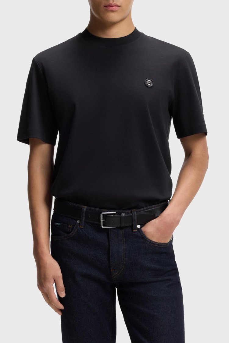 Boss Logolu Pamuklu Regular Fit Bisiklet Yaka Erkek T Shirt 50555844 404 Lacivert - Boss