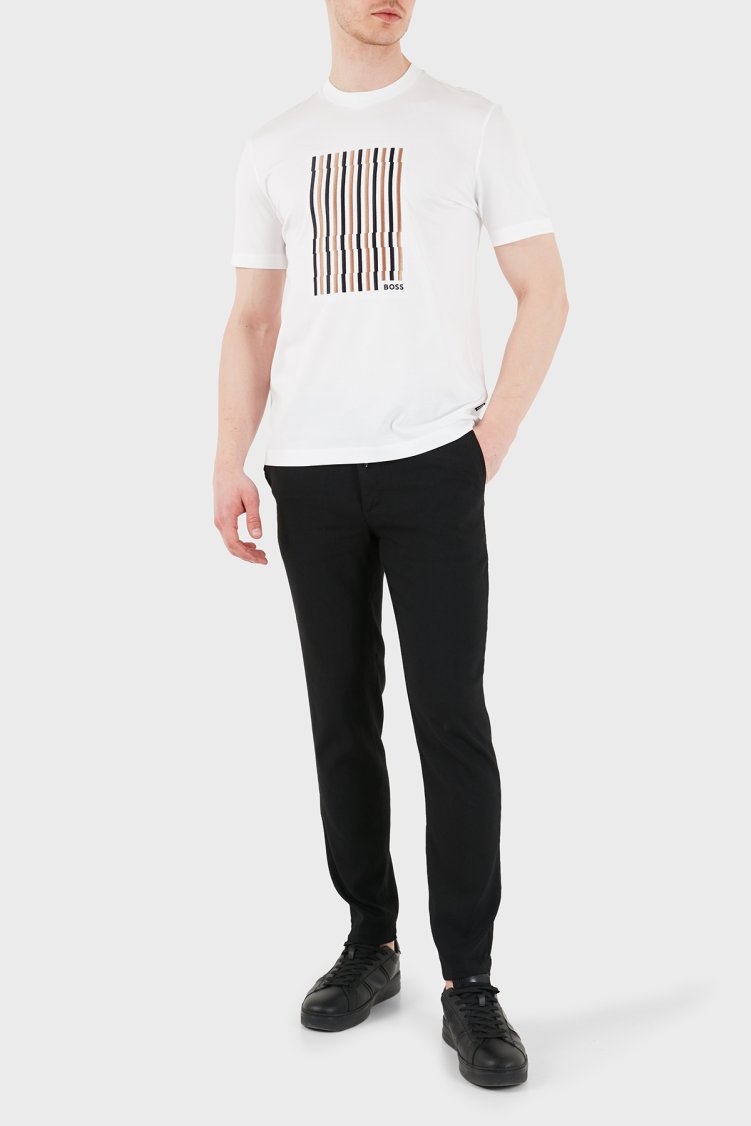 Boss Logolu Pamuklu Regular Fit Bisiklet Yaka Erkek T Shirt 50560466 100 BEYAZ - Boss (1)
