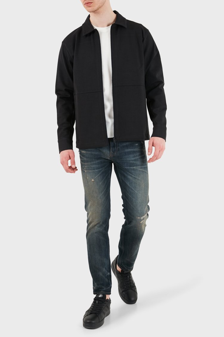 Boss Logolu Pamuklu Regular Fit Klasik Yaka Fermuarlı Erkek Sweat 50554869 001 SİYAH - Boss (1)
