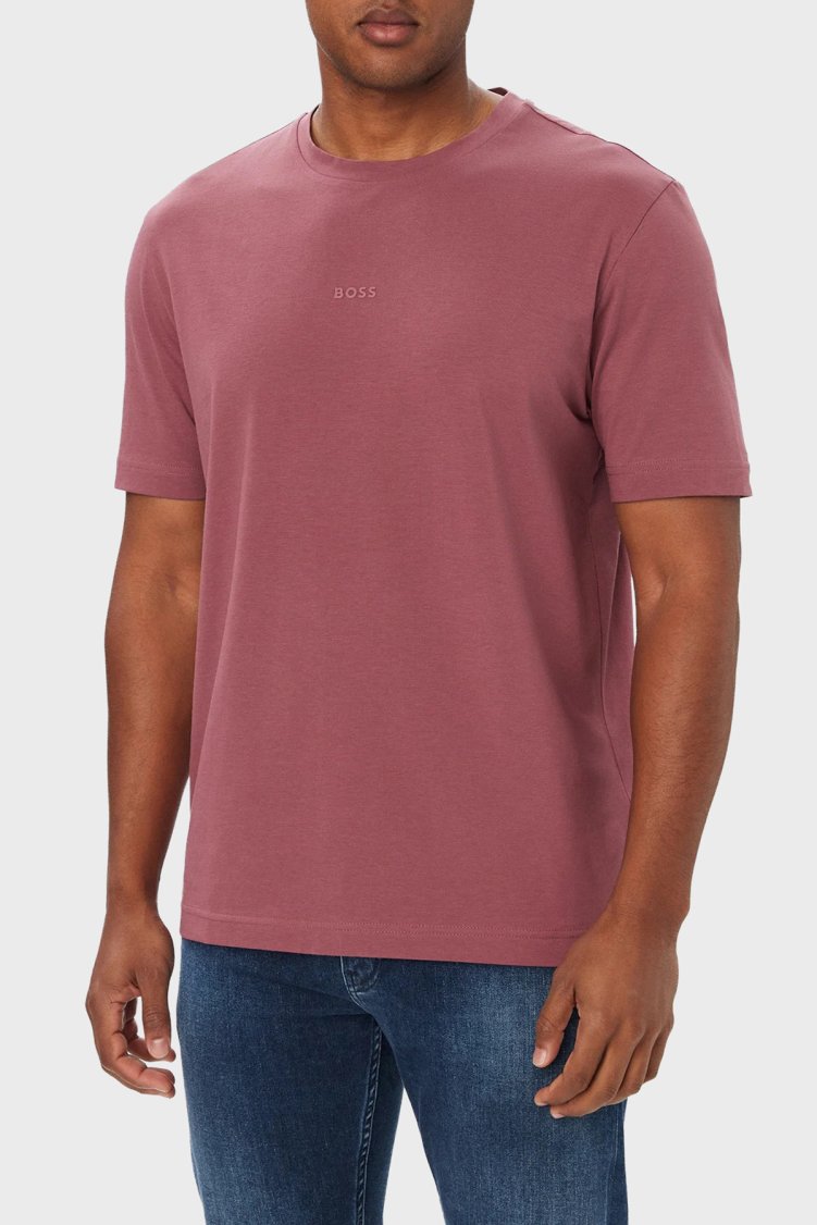 Boss Logolu Pamuklu Relaxed Fit Bisiklet Yaka Erkek T Shirt 50473278 618 Bordo - Boss