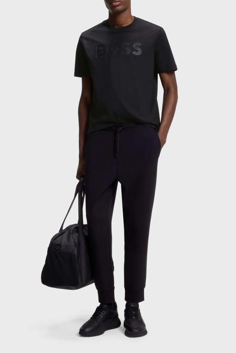 Boss Logolu Regular Fit Bisiklet Yaka Erkek T Shirt 50566883 001 Siyah - Boss (1)