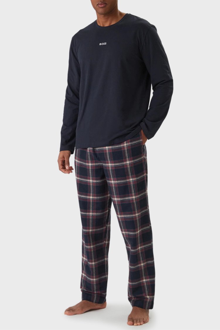 Boss Logolu Regular Fit Cepli Erkek Pijama Takımı 50550777 460 LACİVERT - Boss