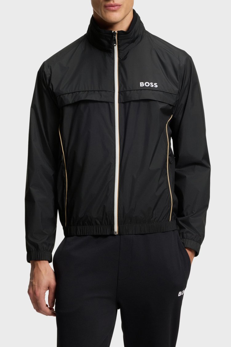 Boss Logolu Regular Fit Dik Yaka Su İtici Erkek Mont 50551069 001 SİYAH - Boss