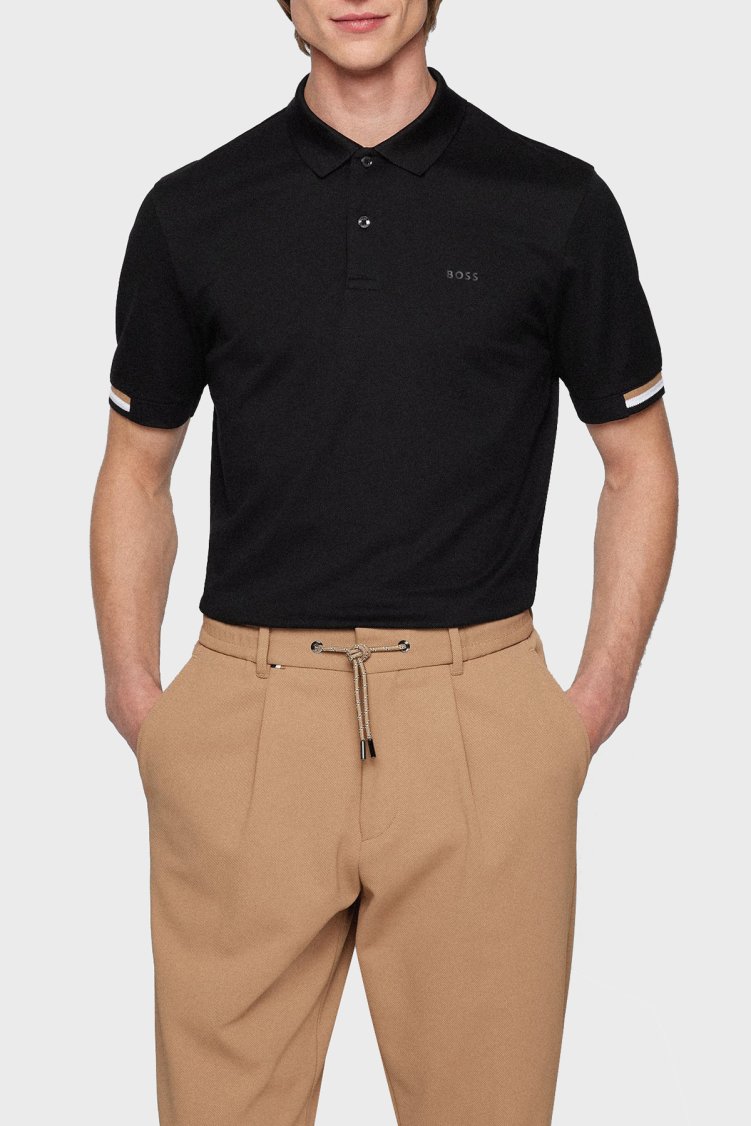 Boss Logolu Regular Fit Düğmeli % 100 Pamuk T Shirt Erkek Polo 50467113 001 SİYAH - Boss