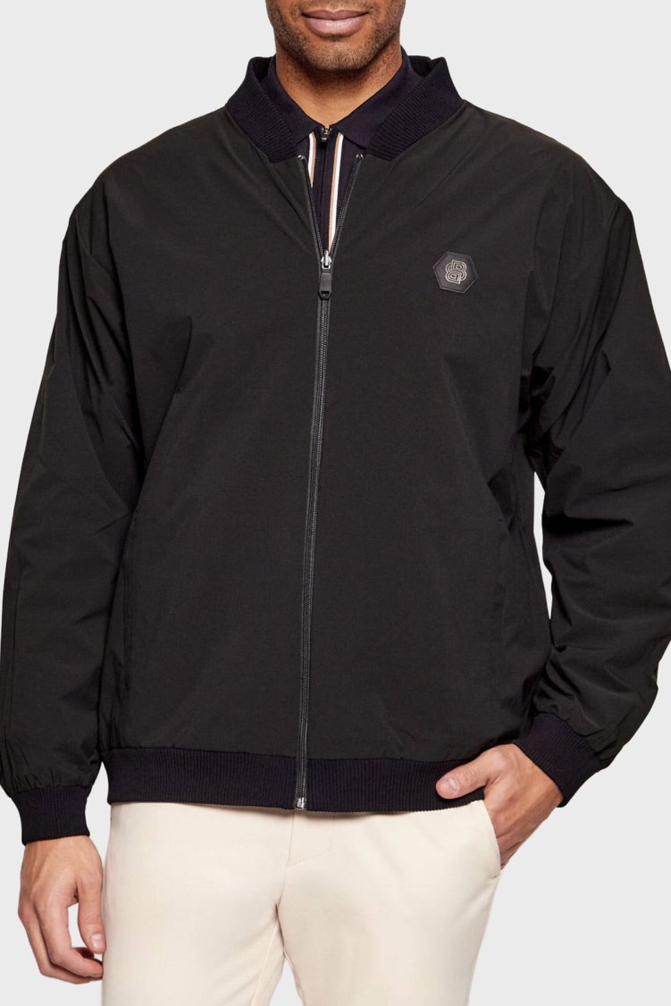Boss Logolu Regular Fit Kolej Yaka Çift Kullanımlı Bomber Erkek Ceket 50544009 001 SİYAH - Boss