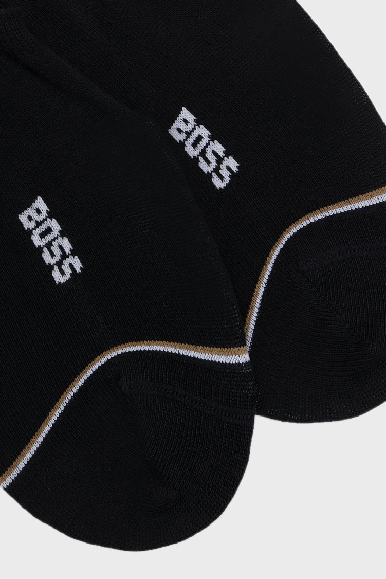 Boss Logolu Streç Pamuklu 2 Pack Babet Erkek Çorap 50522704 001 SİYAH - Boss (1)