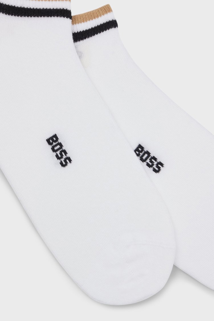 Boss Logolu Streç Pamuklu 2 Pack Erkek Çorap 50491192 100 BEYAZ - Boss (1)