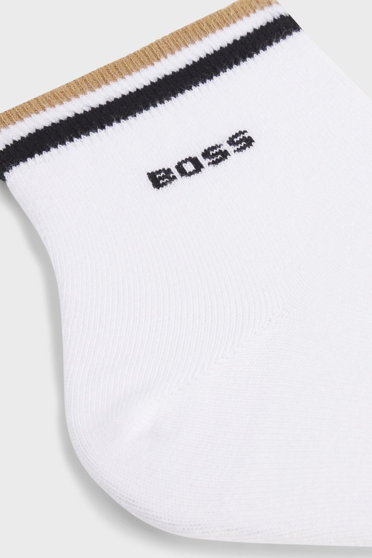 Boss Logolu Streç Pamuklu 2 Pack Erkek Çorap 50491195 100 BEYAZ - Boss (1)