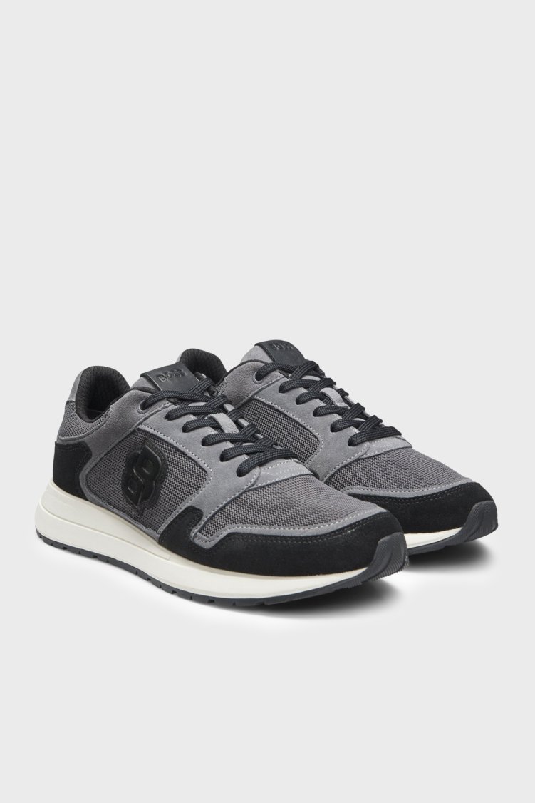 Boss Logolu Süet Detaylı Sneaker Erkek Ayakkabı 50554612 022 SİYAH-GRİ - Boss