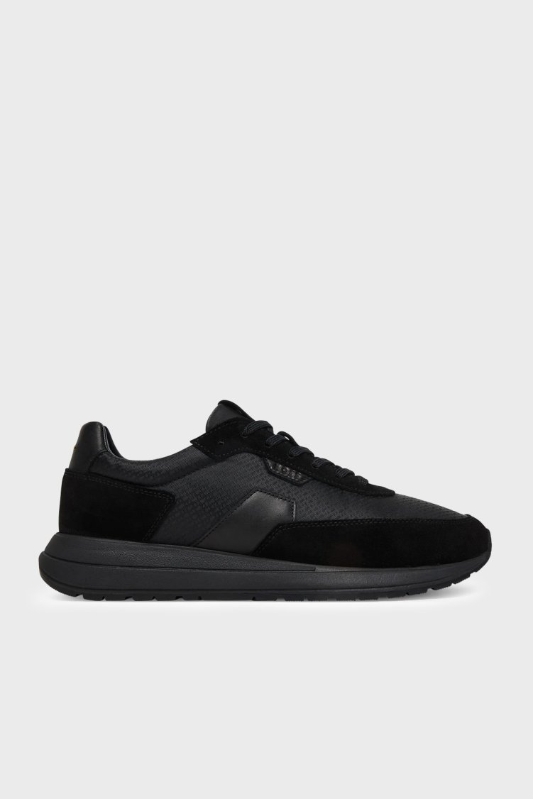Boss Logolu Süet Detaylı Sneaker Erkek Ayakkabı 50557841 005 SİYAH - Boss