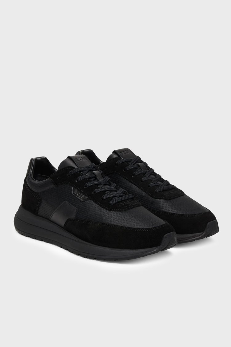 Boss Logolu Süet Detaylı Sneaker Erkek Ayakkabı 50557841 005 SİYAH - Boss (1)