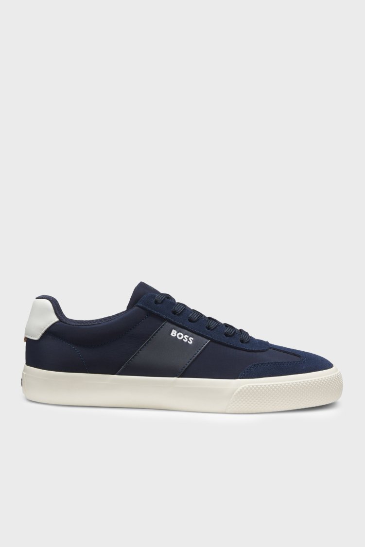 Boss Logolu Süet Sneaker Erkek Ayakkabı 50563847 401 LACİVERT - Boss