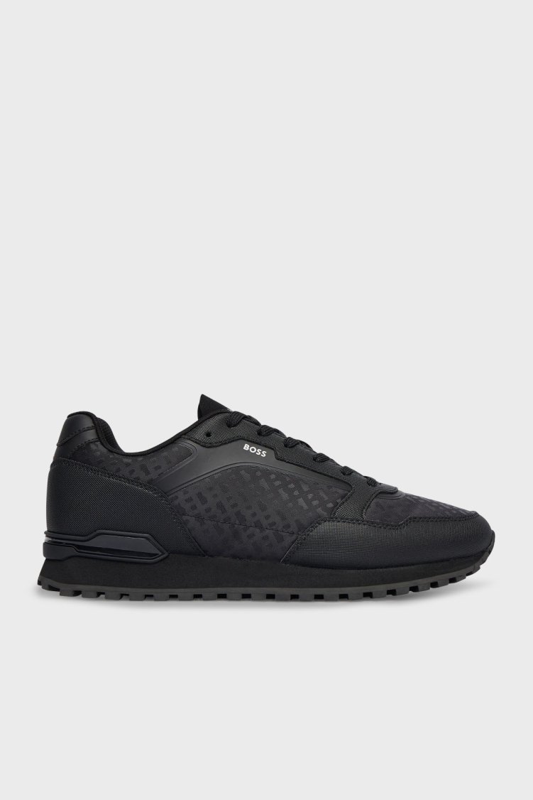 Boss Monogram Jakarlı Sneaker Erkek Ayakkabı 50552897 005 SİYAH - Boss