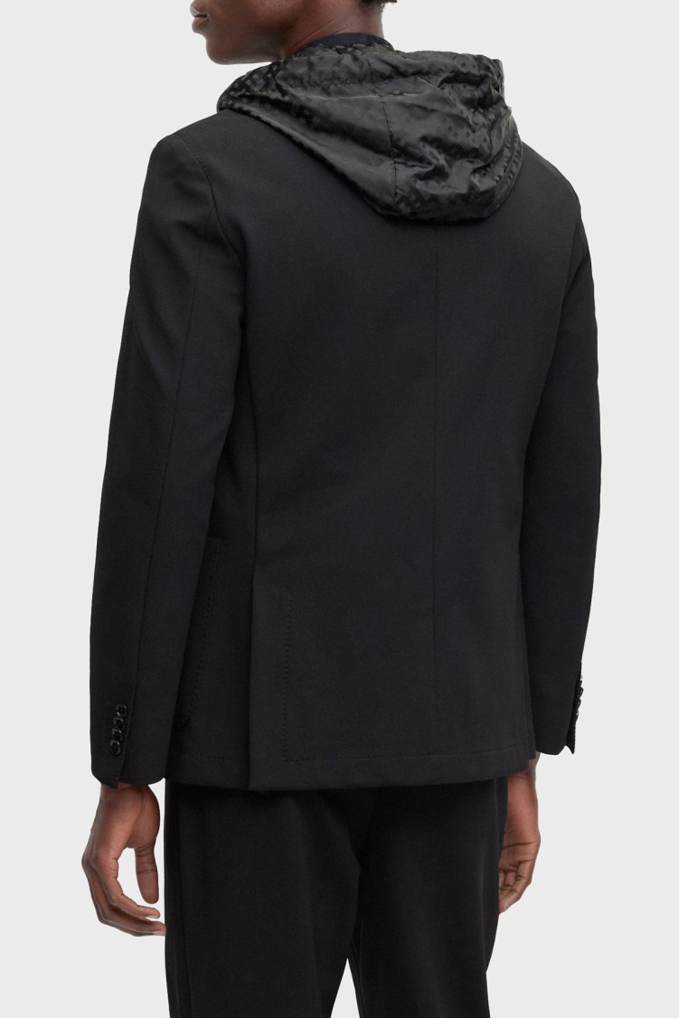 Boss Monogramlı Çıkarılabilir İç Kapüşonlu Slim Fit Erkek Ceket 50497262 001 SİYAH - Boss (1)