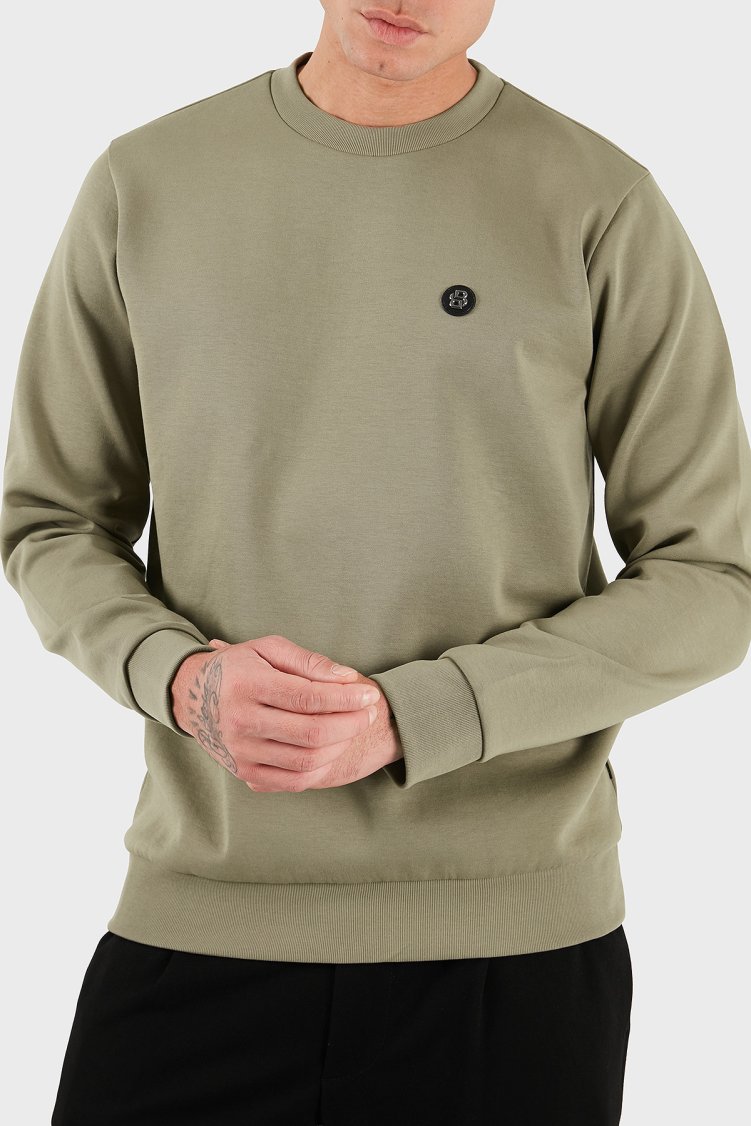 Boss Pamuk Karışımlı Regular Fit Bisiklet Yaka Erkek Sweat 50520302 245 HAKİ - Boss