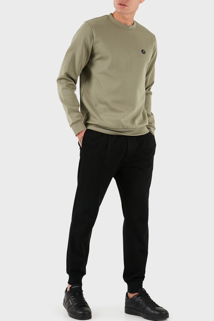 Boss Pamuk Karışımlı Regular Fit Bisiklet Yaka Erkek Sweat 50520302 245 HAKİ - Boss (1)