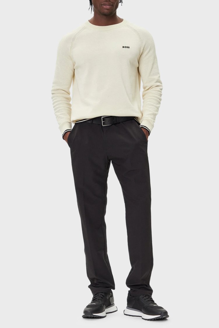 Boss Pamuk Karışımlı Regular Fit Bisiklet Yaka Logolu Erkek Kazak 50541938 131 KREM - Boss (1)
