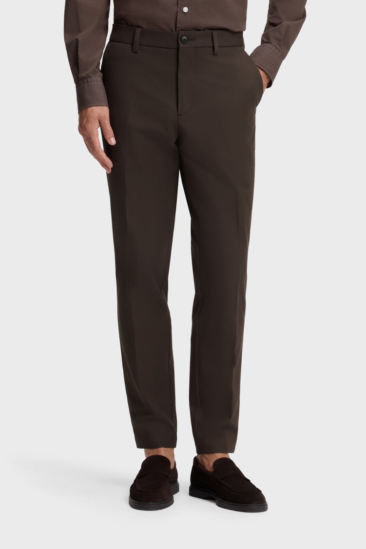 Boss Pamuk Karışımlı Slim Fit Daralan Paça Erkek Pantolon 50543945 209 Kahve - Boss