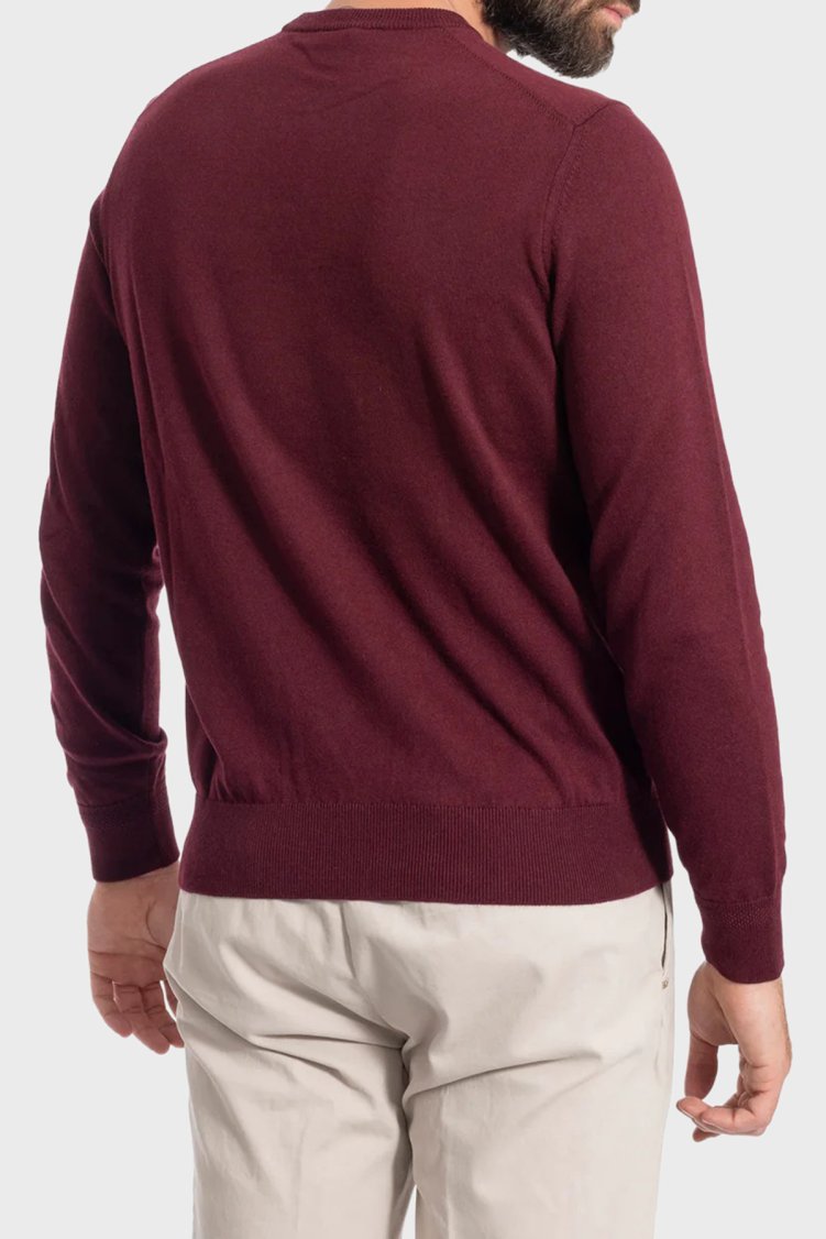 Boss Pamuk ve Kaşmir Karışımlı Regular Fit Bisiklet Yaka Erkek Kazak 50527583 618 Bordo - Boss (1)